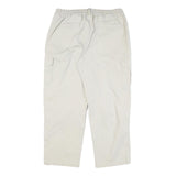 PAPADAY Mens Cotton Blend Cream Relaxed Straight Trousers W32 L27 Casual Zip