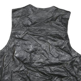ROLENTA AMEE Mens Black Leather Button Jacket L Genuine Classic Vest