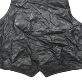 ROLENTA AMEE Mens Black Leather Button Jacket L Genuine Classic Vest