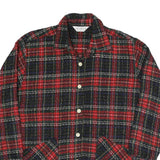 LASOLTH Womens Red & Black Plaid Button Jacket M Polyester Blend Comfortable