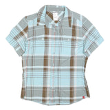 THE NORTH FACE Womens Blue & Brown Check Shirt L Lightweight Outdoor Casual