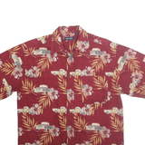PURITAN Mens Red Cotton Hawaiian Shirt M Vintage Floral Car Pattern Casual