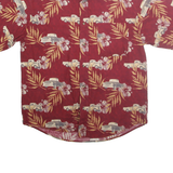 PURITAN Mens Red Cotton Hawaiian Shirt M Vintage Floral Car Pattern Casual