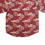 PURITAN Mens Red Cotton Hawaiian Shirt M Vintage Floral Car Pattern Casual