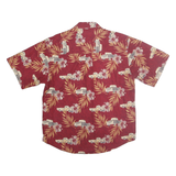 PURITAN Mens Red Cotton Hawaiian Shirt M Vintage Floral Car Pattern Casual