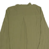 ZARA Womens Green Basic Shirt Long Sleeve Collared Plain L Lightweight Blouse