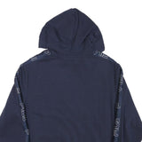 FILA Mens Navy Blue Red & White Hoodie M Logo Printed Casual Pullover