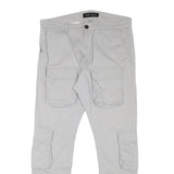 PEGADOR Mens Cotton Blend Slim Cargo Trousers Light Grey W31 L29 Utility Pockets