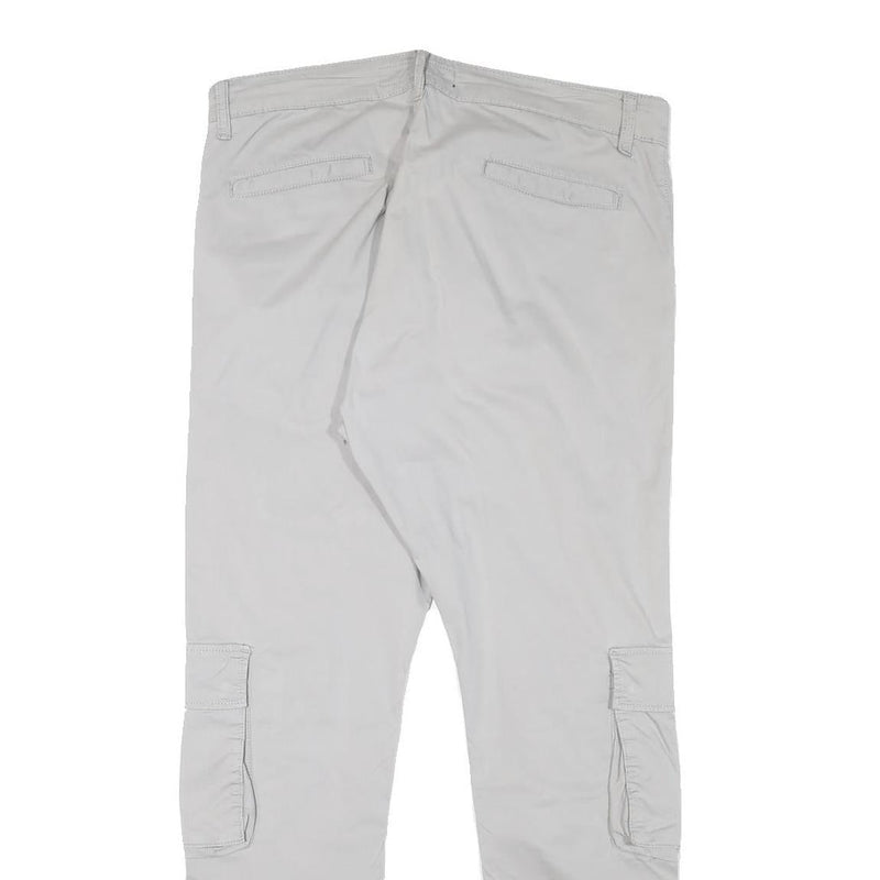 PEGADOR Mens Cotton Blend Slim Cargo Trousers Light Grey W31 L29 Utility Pockets