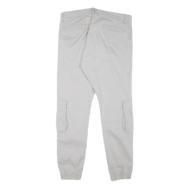PEGADOR Mens Cotton Blend Slim Cargo Trousers Light Grey W31 L29 Utility Pockets