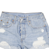 LEVI'S Womens Denim Blue Distressed Casual Shorts M W26 Button Fly
