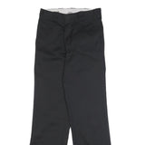 DICKIES Mens Regular Black Cotton Blend Trousers W26 L29 Classic Zip Pocket