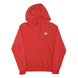 NIKE Mens Red Hoodie S S Logo Cotton Blend Pullover Sweatshirt