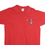 DISNEY Mens Red Short Sleeve Plain M Polo Shirt Golfing Character Embroidered