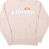 ELLESSE Mens Pink Hoodie M Logo Graphic Cotton Blend Pullover Drawstring Hood