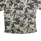 COOKE STREET Mens Black & Cream Tropical Print Cotton Shirt XL Short Sleeve
