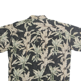 COOKE STREET Mens Black & Cream Tropical Print Cotton Shirt XL Short Sleeve