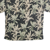 COOKE STREET Mens Black & Cream Tropical Print Cotton Shirt XL Short Sleeve