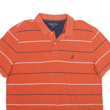 NAUTICA Mens Orange & Navy Striped Short Sleeve Polo Shirt XL Classic Fit
