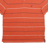 NAUTICA Mens Orange & Navy Striped Short Sleeve Polo Shirt XL Classic Fit