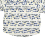 CROSSINGS Mens Cream & Blue Vintage Print Cotton Blend Shirt XL Casual Summer