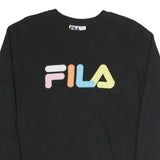 FILA Mens Black Colourblock Crew Neck M Sweatshirt Retro Logo Casual Style