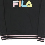 FILA Mens Black Colourblock Crew Neck M Sweatshirt Retro Logo Casual Style