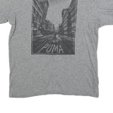 PUMA Mens Grey Graphic T-Shirt S Short Sleeve Crew Neck Cotton Blend Comfort