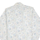 VAN HEUSEN Womens Cream Floral Print Faux Silk Shirt M Lightweight Buttons