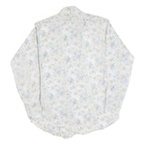 VAN HEUSEN Womens Cream Floral Print Faux Silk Shirt M Lightweight Buttons