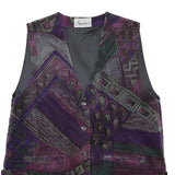 MEDEX Womens Purple Printed Button Jacket M Polyester Blend Relaxed Fit