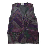 MEDEX Womens Purple Printed Button Jacket M Polyester Blend Relaxed Fit