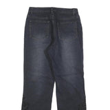 Womens Dark Blue Regular Fit Straight Denim Jeans W26 L28 Embroidered Leg