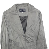 ARMANI JEANS Womens Grey Jacket S Cotton Blend Tailored Button Plain Stylish