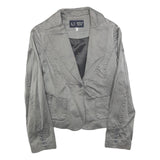 ARMANI JEANS Womens Grey Jacket S Cotton Blend Tailored Button Plain Stylish