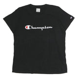 CHAMPION Mens Black XL Graphic T-Shirt Short Sleeve Crew Neck Logo Printed