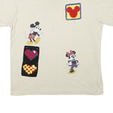 DISNEY Mens White Graphic T-Shirt L Short Sleeve Crew Neck Happy Moments Cartoon