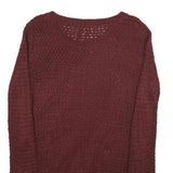 CHCIOREE Womens Maroon Plain Jumper Crew Neck Basic Knit XS Lightweight Acrylic