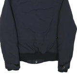 SCHOTT Mens Navy Blue Flight Jacket S Polyester Blend Zip Button Pocket