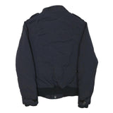 SCHOTT Mens Navy Blue Flight Jacket S Polyester Blend Zip Button Pocket