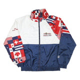 FLAG WEAR Womens White & Navy Flag Print Zip Jacket M Polyester Blend Casual