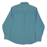 CHAPS Mens Blue & Green Check Shirt L Button Down Cotton Blend Casual