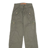 DANIEL Womens Regular Fit Olive Green Cotton Blend Zip Cargo Trousers W26 L34