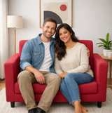 Anyseat 2-Seater Sofa Cover – Plain Red Style Slipcover for Living Room Chair Protection
