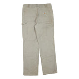 CARHARTT Mens Grey Cotton Blend Regular Fit Straight Trousers W33 L32 Workwear