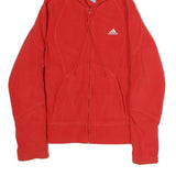 ADIDAS Womens Red Hoodie UK 10 Full Zip Sports Casual Sweatshirt