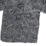 ROCK ART Mens Black & White Abstract Pattern Shirt S Cotton Blend Summer Casual
