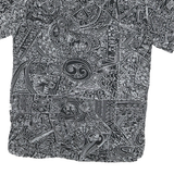 ROCK ART Mens Black & White Abstract Pattern Shirt S Cotton Blend Summer Casual