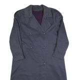 TOPLINE Womens Blue Button Cotton Blend Classic Regular Fit Trench Jacket M