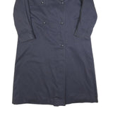 TOPLINE Womens Blue Button Cotton Blend Classic Regular Fit Trench Jacket M